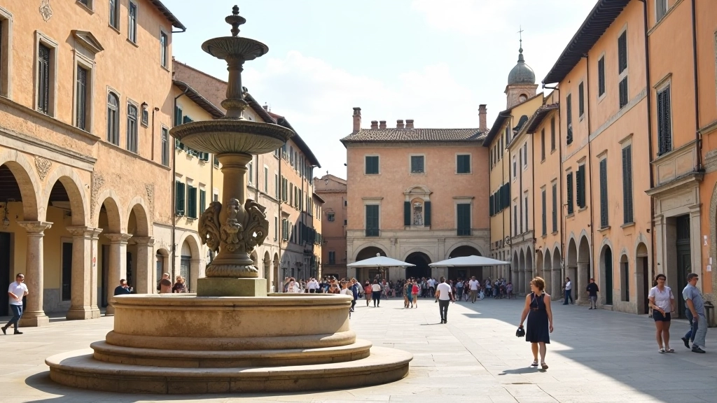 Piazza medievale con fontana storica a Perugia