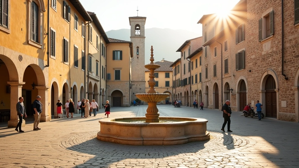 Piazza medievale con fontana storica