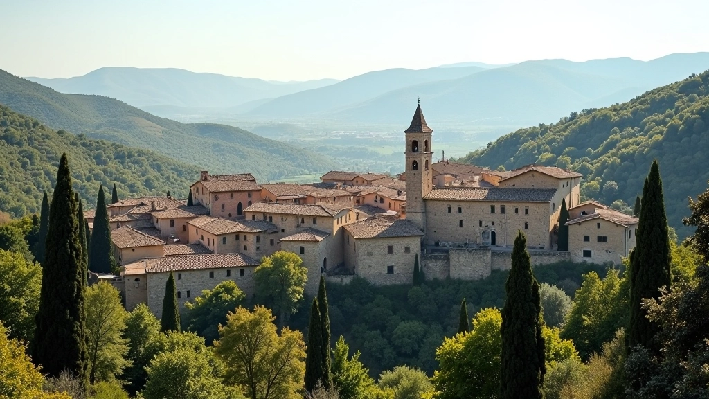 Vista panoramica di borghi medievali da lontano